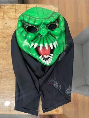 Vintage Rubie's Costume Company Green Fang Monster Collar Mask
